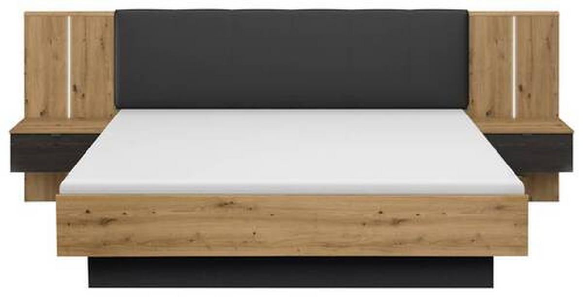 ÁGYSZETT 180/200 cm  fekete, Artisan tölgy  - fekete/Artisan tölgy, Modern, faalapú anyag/textil (180/200cm) - Rauch Möbel