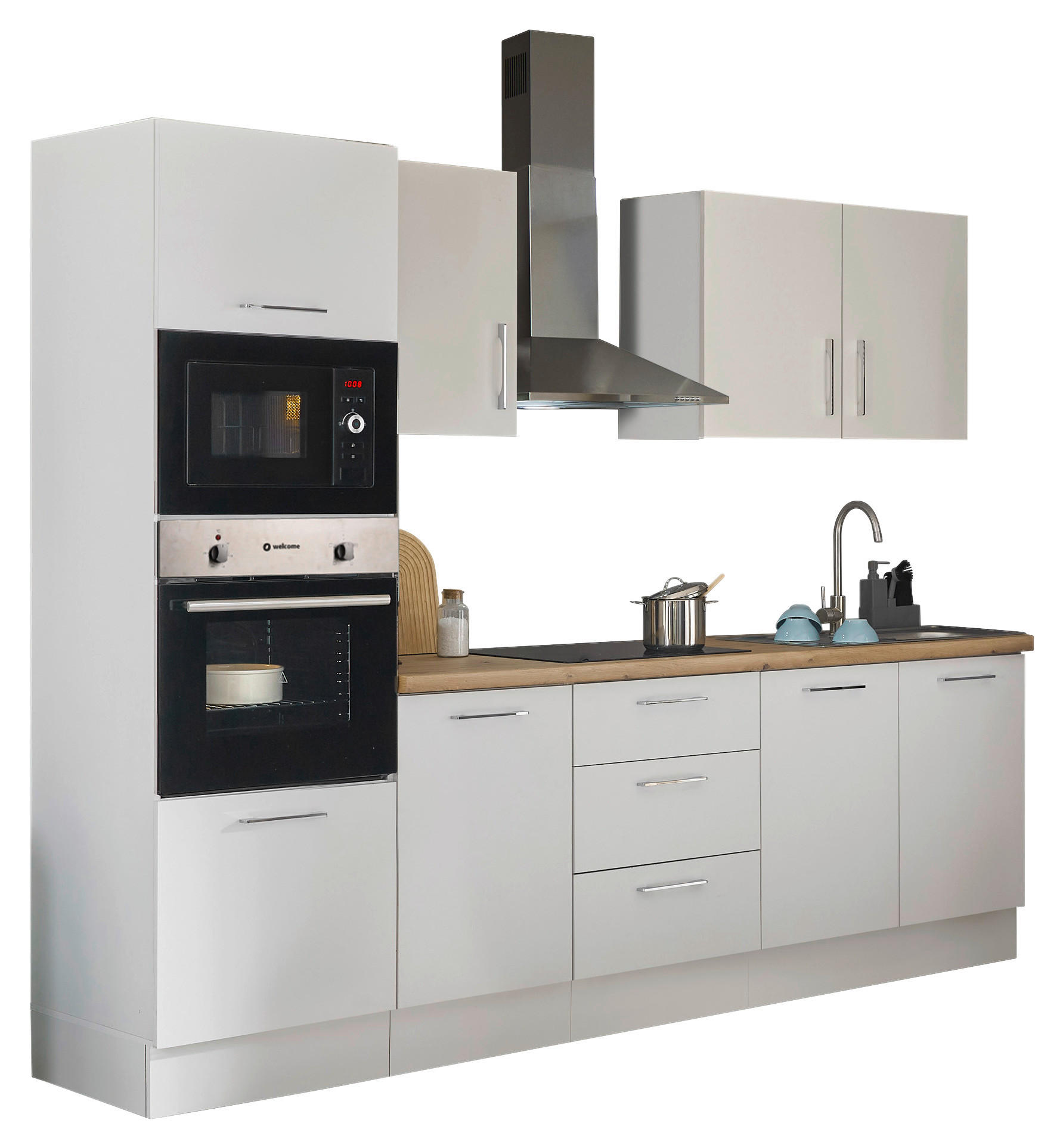 Thumbnail - Mid.you Küchenblock, Weiß, Eiche Artisan, Metall, 3 Schubladen, seitenverkehrt montierbar, nur wie online abgebildet bes...