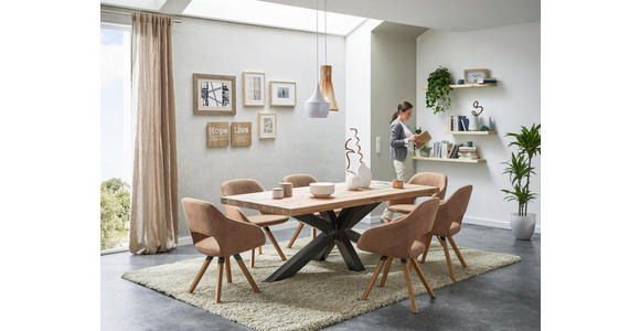 ESSTISCH in Holz, Metall 200/100/75 cm - Eichefarben/Schwarz, Design, Holz/Metall (200/100/75cm) - Valnatura