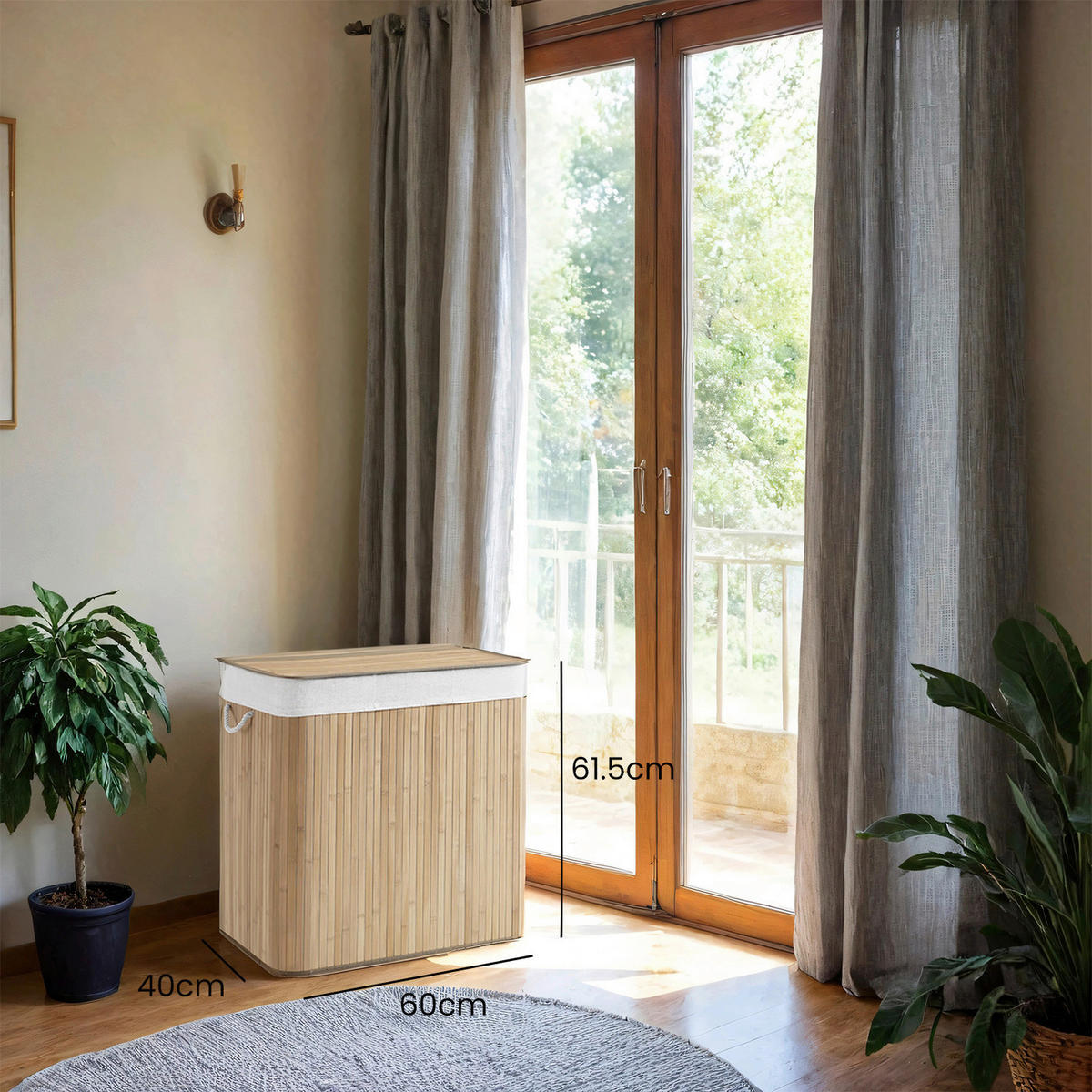 WÄSCHEKORB - Naturfarben, Basics, Naturmaterialien/Textil (60/61,5/40cm)