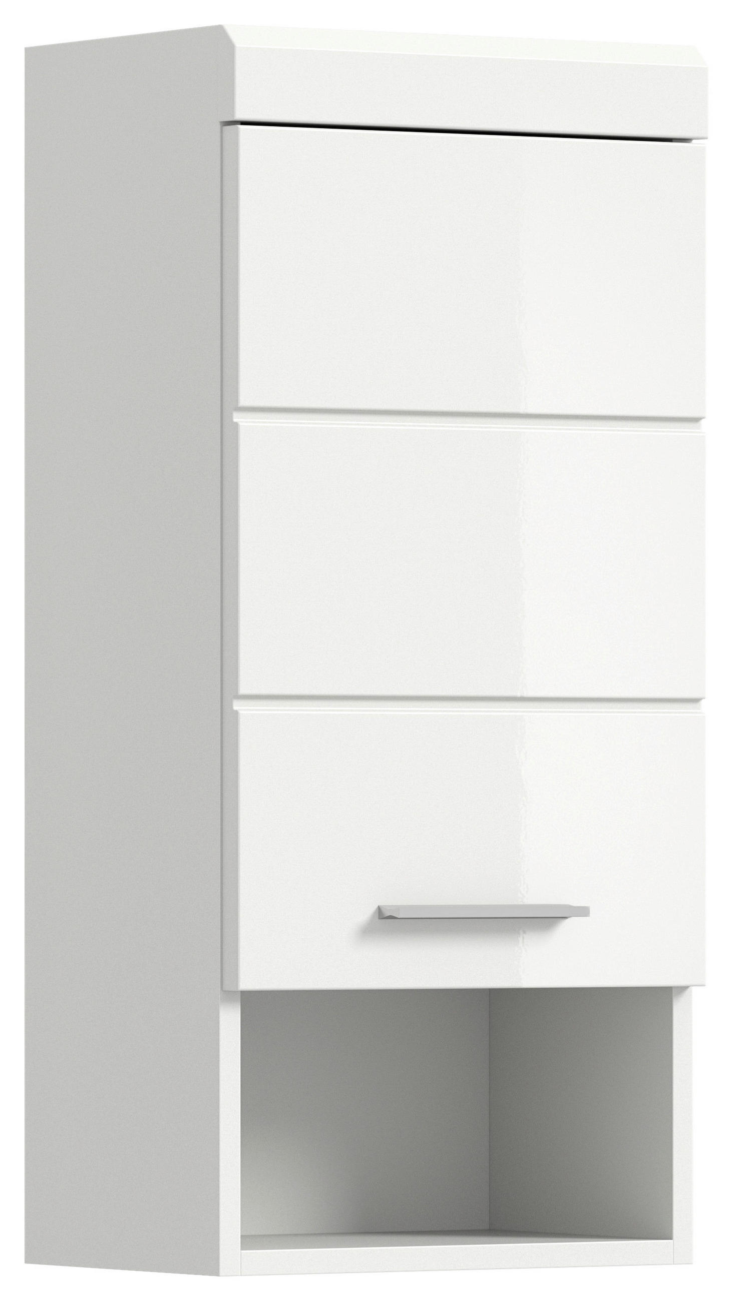 HÄNGESCHRANK 37/79/24 cm  - Weiß Hochglanz/Silberfarben, MODERN, Holzwerkstoff/Kunststoff (37/79/24cm) - MID.YOU