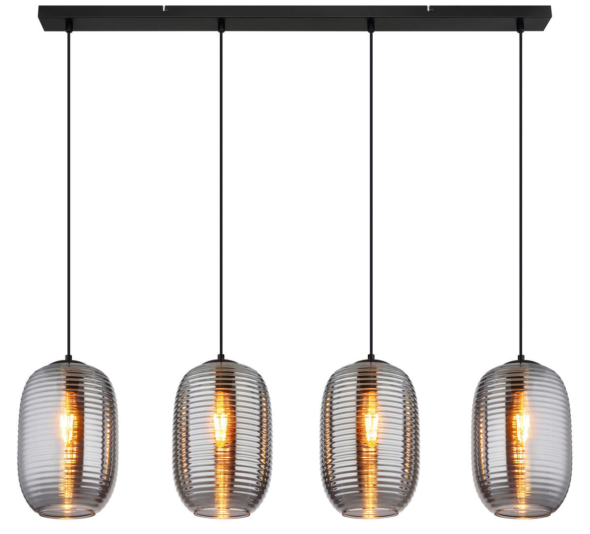 HÄNGELEUCHTE 100/18/120 cm    - Schwarz/Grau, Basics, Glas/Kunststoff (100/18/120cm) - Globo