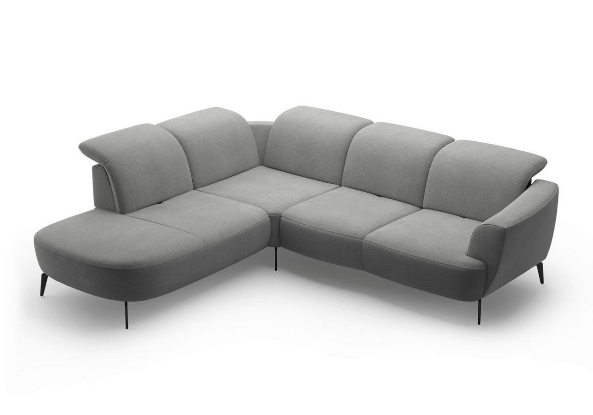 ECKSOFA in Mikrofaser Grau  - Schwarz/Grau, Konventionell, Textil/Metall (267/300cm) - Sit & More