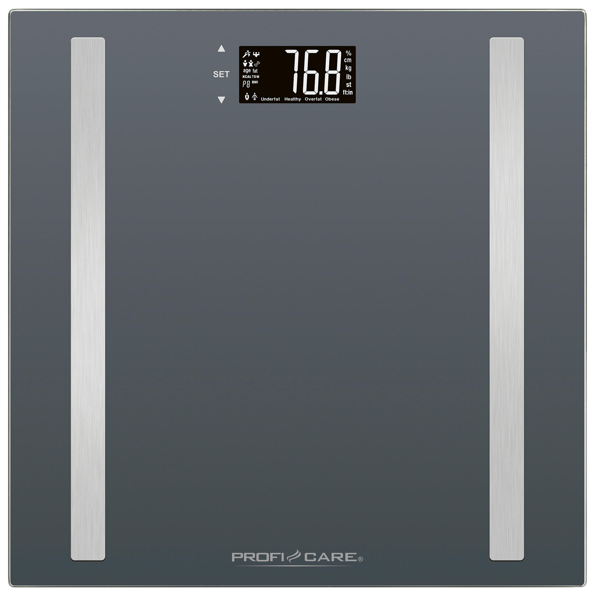 PERSONENWAAGE  - Grau, Trend, Glas/Kunststoff (30,0/2,50/30,0cm) - Bomann