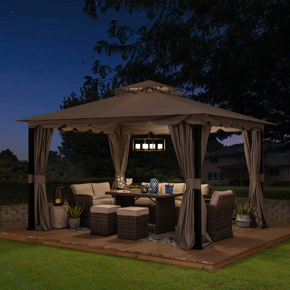 PAVILLON 402/296/336 cm   - Schwarz/Grau, Basics, Textil/Metall (402/296/336cm)