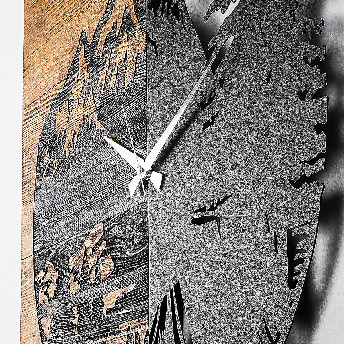 WANDUHR Schwarz, Walnussfarben 56/58/3 cm  - Walnussfarben/Schwarz, LIFESTYLE, Metall (56/58/3cm)