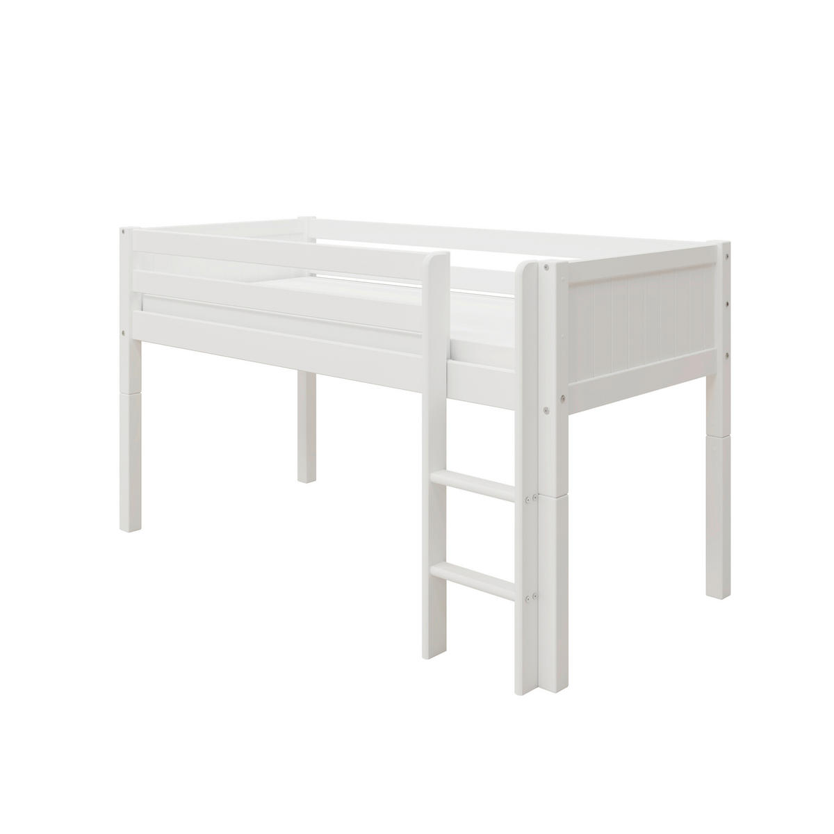 HOCHBETT 90/200 cm,  in Absturzsicherung, Leiter, Rollrost  - Weiß, MODERN, Holz (90/200cm) - Chameo