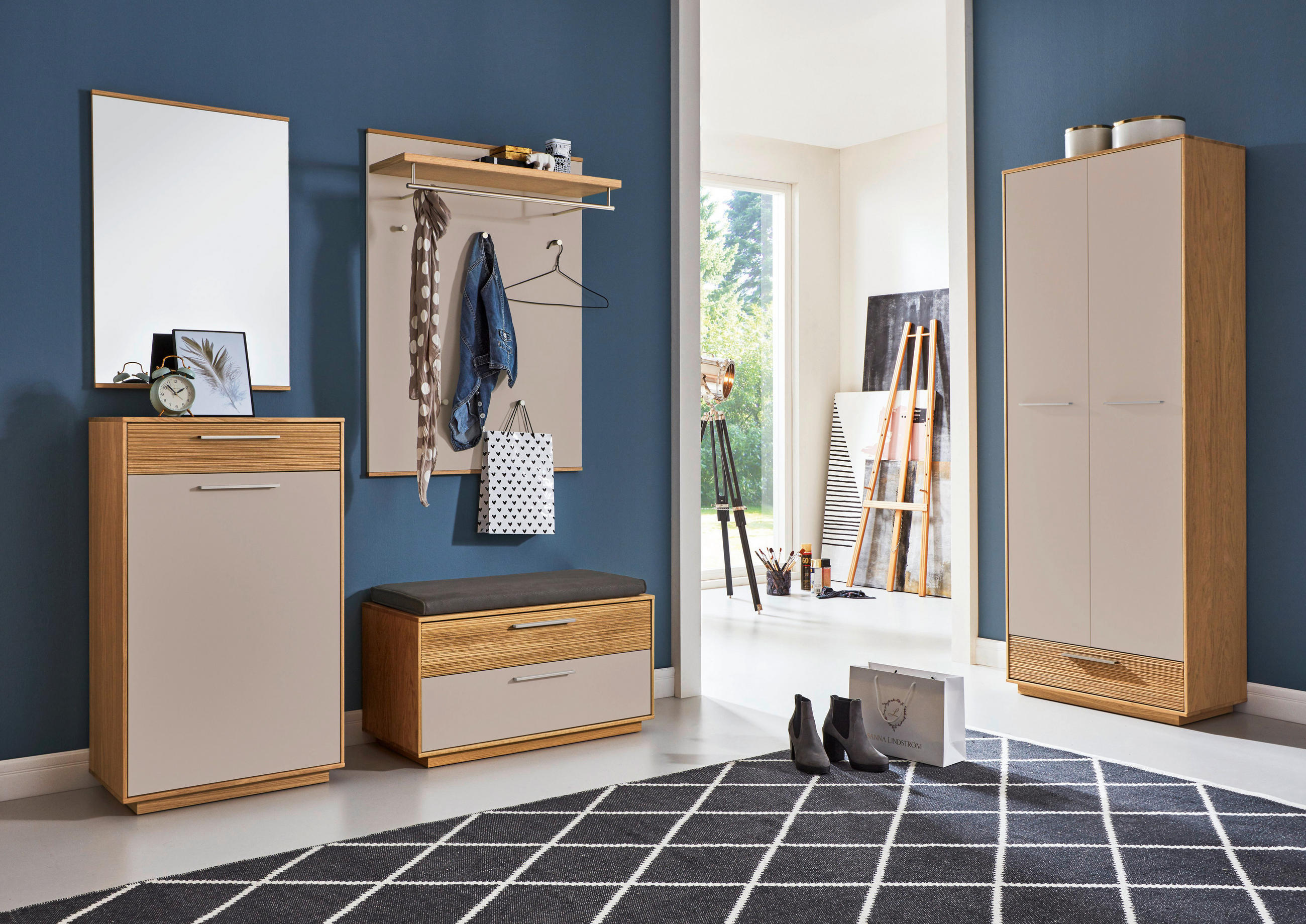 GARDEROBE 5-teilig in 155/195/40 cm - Taupe/Eichefarben, Design, Holz/Holzwerkstoff (155/195/40cm)