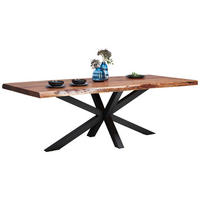 ESSTISCH 220/100/78 cm Echtholz  Holz, Metall rechteckig Schwarz, Akaziefarben  - Schwarz/Akaziefarben, Natur, Holz/Metall (220/100/78cm) - Landscape