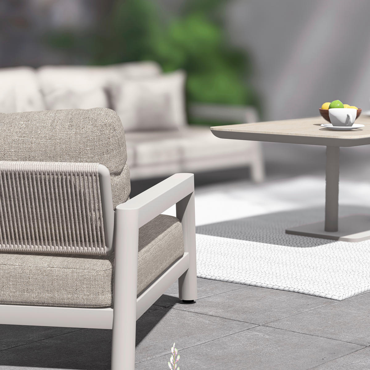 LOUNGESOFA 236/72/126 cm Aluminium  - Sandfarben/Dunkelgrün, Design, Kunststoff/Textil (236/72/126cm) - Zebra 