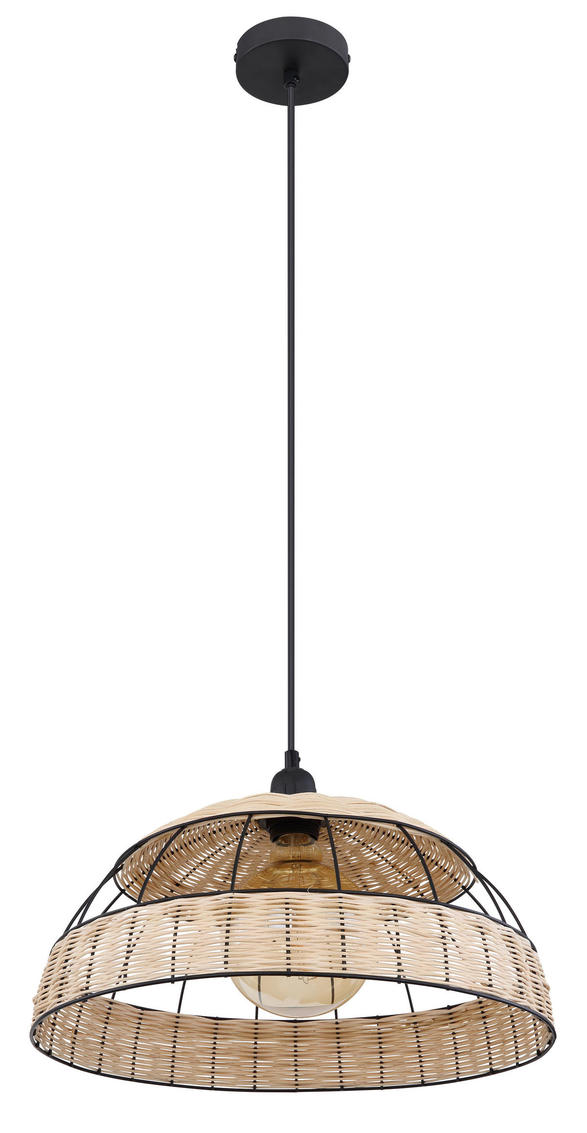 VISEČA SVETILKA        40/120 cm      E27 - črna/naravne barve, Natur, kovina/umetna masa (40/120cm) - Globo