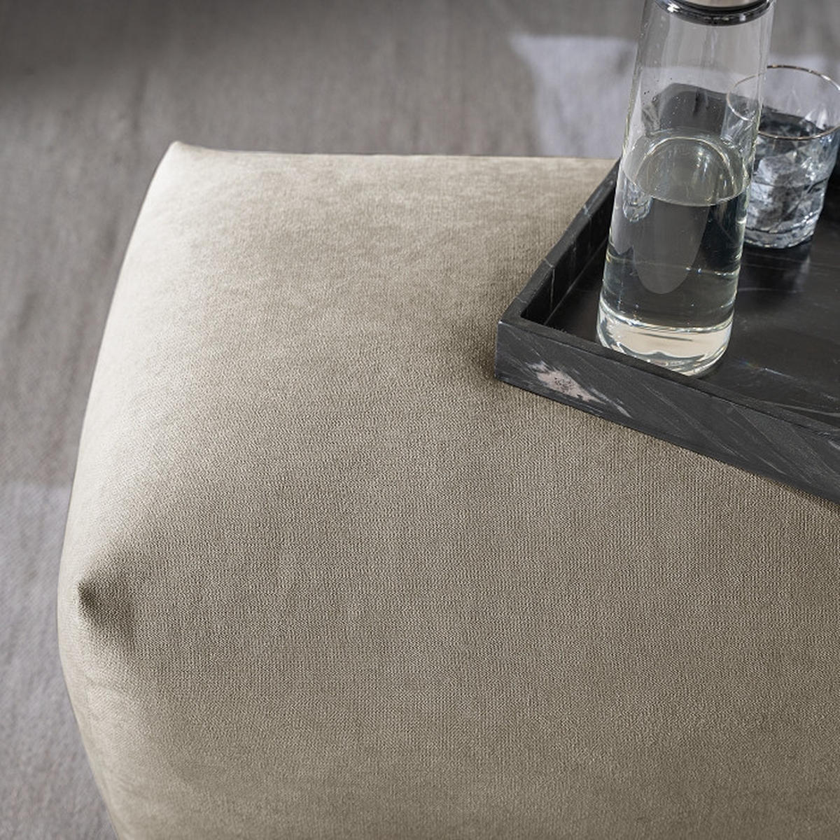 HOCKER in Textil Grau  - Schwarz/Grau, Modern, Kunststoff/Textil (102/41/52cm) - Trendmanufaktur