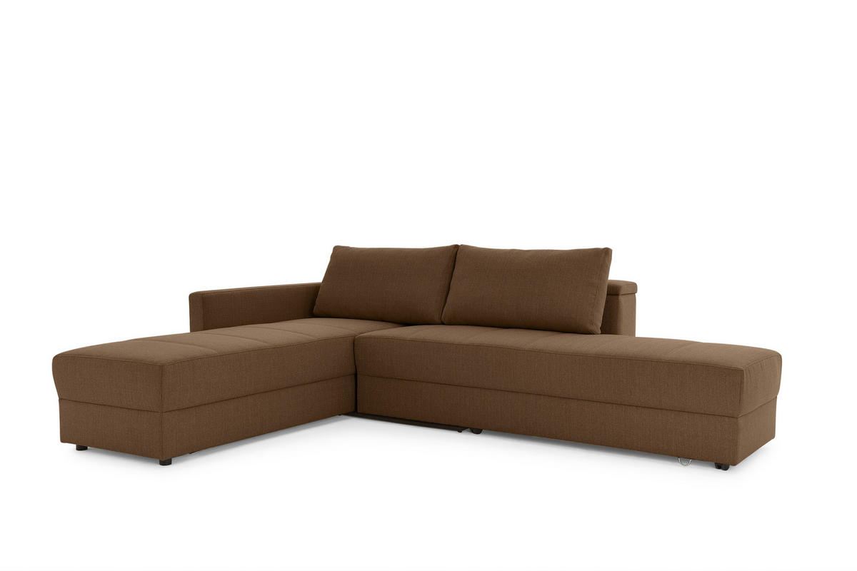 ECKSOFA LOOKS III Dunkelbraun Webstoff  - Dunkelbraun/Schwarz, Design, Kunststoff/Textil (287/229cm) - LOOKS by W.Joop