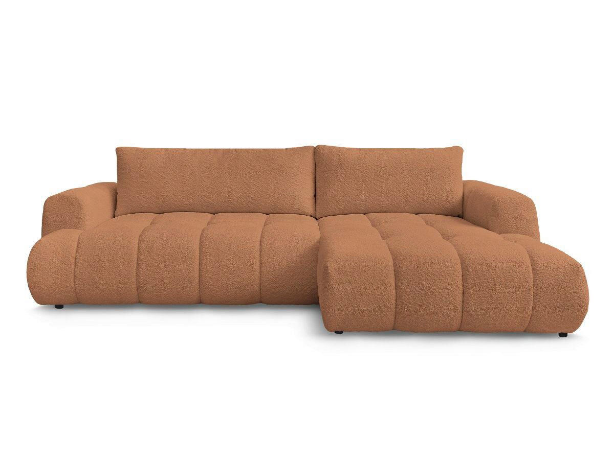 ECKSCHLAFSOFA FUJI Bouclé Orange  inkl.  - Schwarz/Orange, MODERN, Kunststoff/Textil (292/160cm)