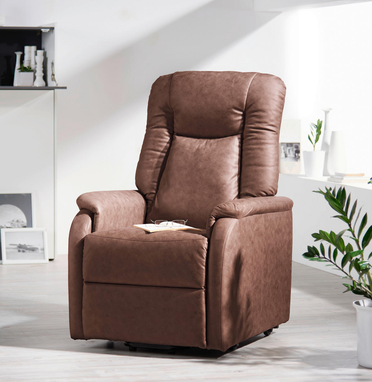 TELEVIZNÍ KŘESLO, kov, textil, hnědá - černá/hnědá, Konvenční, kov/textil (75/111/93cm) - Cantus