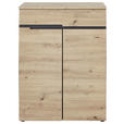 SCHUHSCHRANK in 80/107/38 cm - Eichefarben/Schwarz, Design, Holzwerkstoff/Kunststoff (80/107/38cm) - Voleo