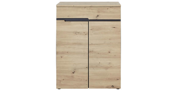 SCHUHSCHRANK in 80/107/38 cm - Eichefarben/Schwarz, Design, Holzwerkstoff/Kunststoff (80/107/38cm) - Voleo