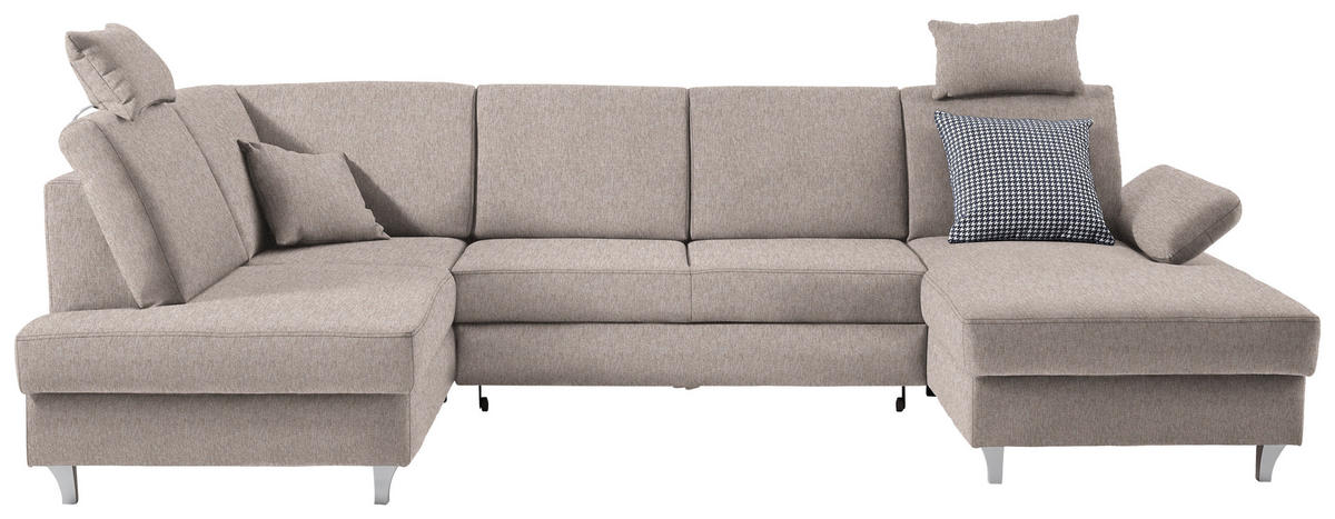 WOHNLANDSCHAFT  in Webstoff Rosa  - Silberfarben/Rosa, KONVENTIONELL, Holz/Textil (186/322/167cm) - Cantus