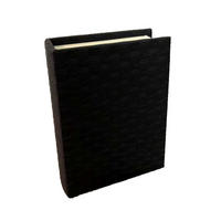 BÜCHERBOX    23/18/6 cm  - Schwarz, Design, Leder/Holzwerkstoff (23/18/6cm) - Ambia Home