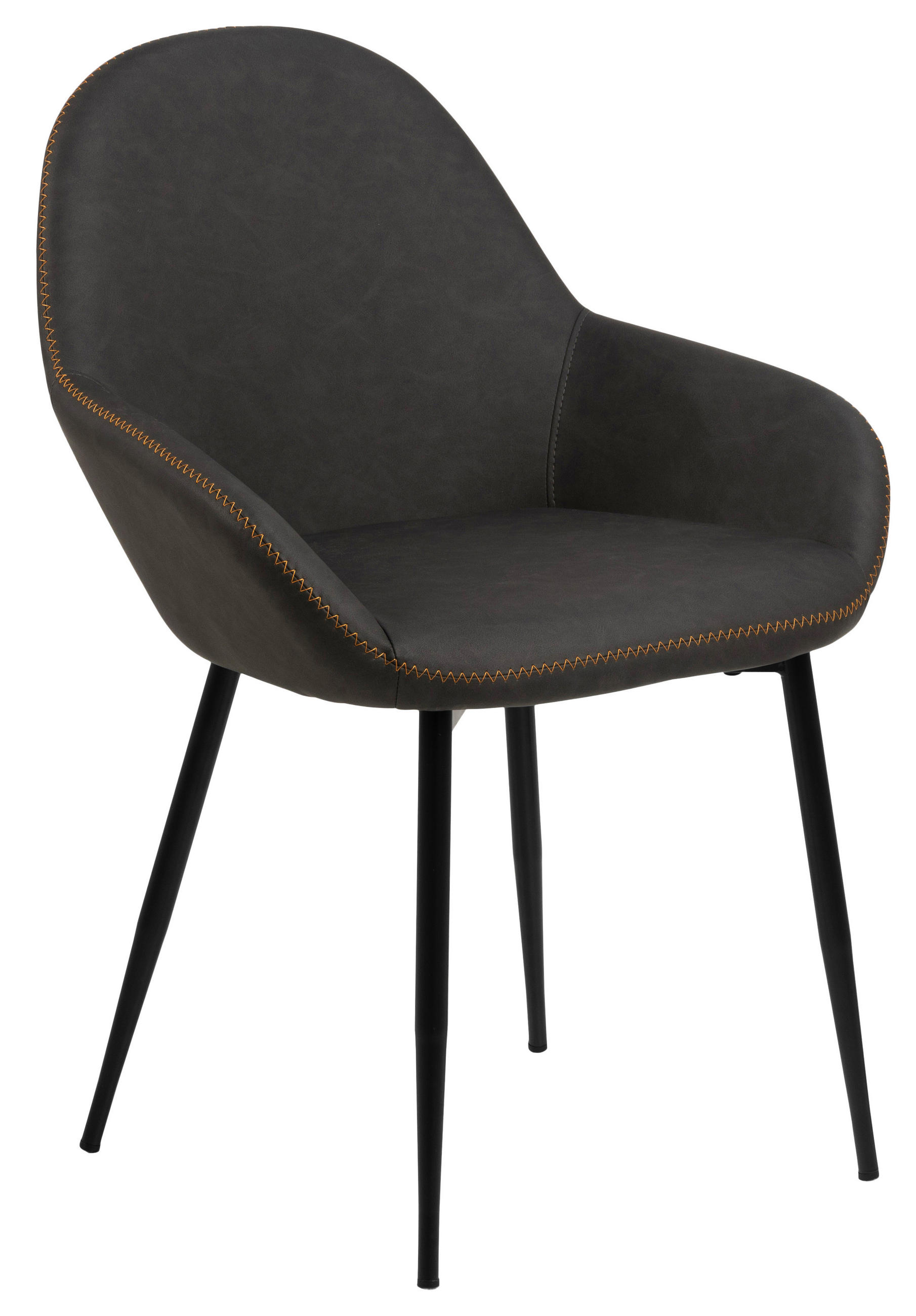 ARMLEHNSTUHL  in Lederlook  - Schwarz/Orange, KONVENTIONELL, Textil/Metall (60/84/57,5cm) - Carryhome