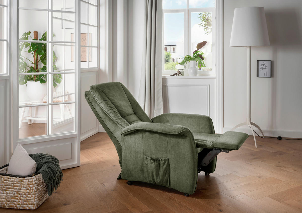FERNSEHSESSEL in Velours Dunkelgrün  - Dunkelgrün/Schwarz, Design, Kunststoff/Textil (77/107/88cm) - Livetastic