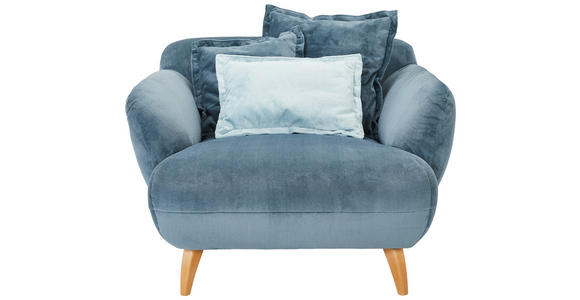 XXL-SESSEL Plüsch Petrol - Buchefarben/Petrol, Design, Holz/Textil (120/85/150cm) - Carryhome