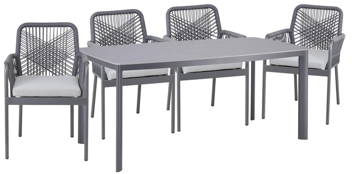 STOL VRTNI  siva  metal, keramika      - siva, Design, metal/keramika (180/75/90cm) - Ambia Garden