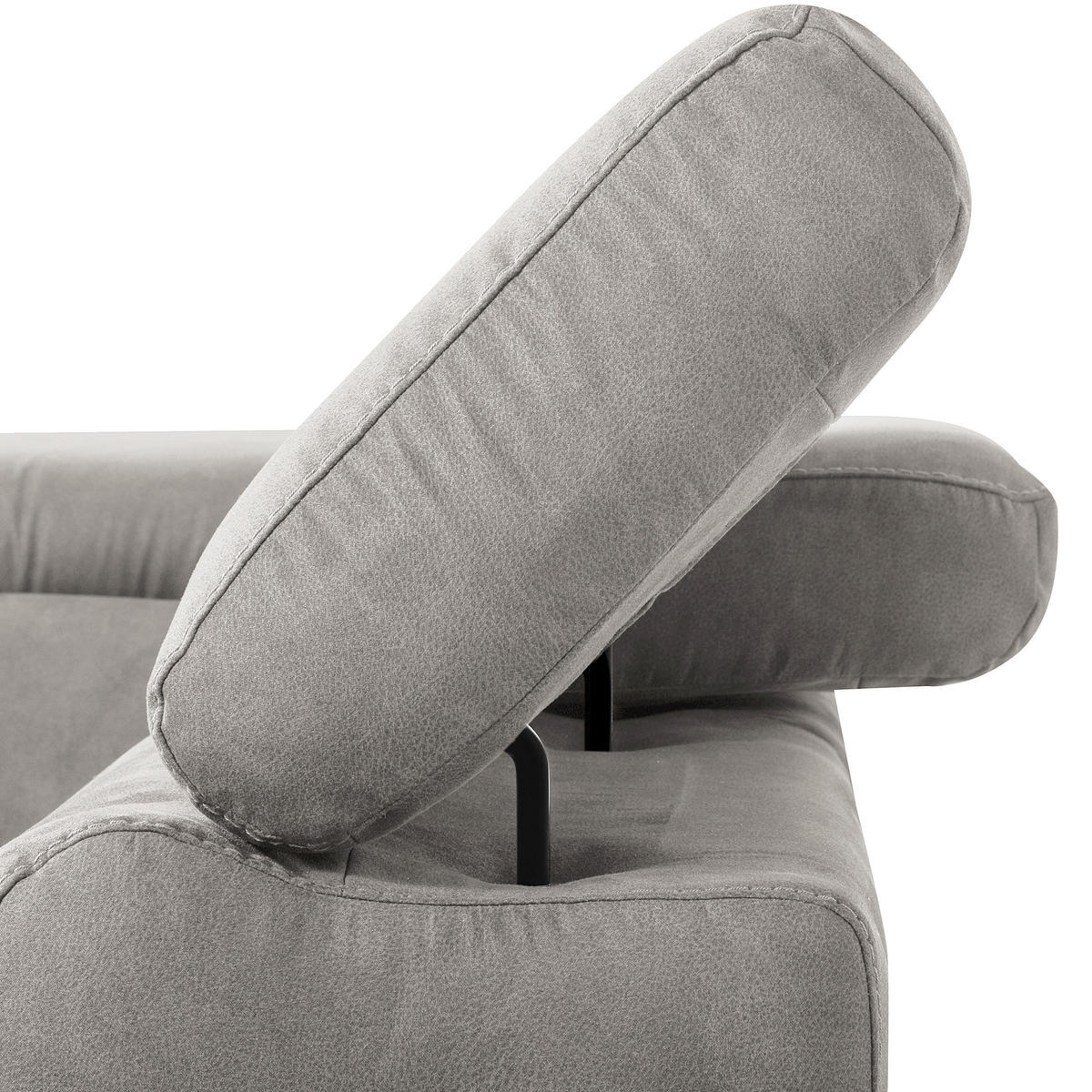 ECKSOFA SONO in Lederlook Grau Bettkasten, Armteilverstellung, Kopfteilverstellung  265/210 cm  - Schwarz/Grau, Design, Textil/Metall (265/210cm) - Livetastic
