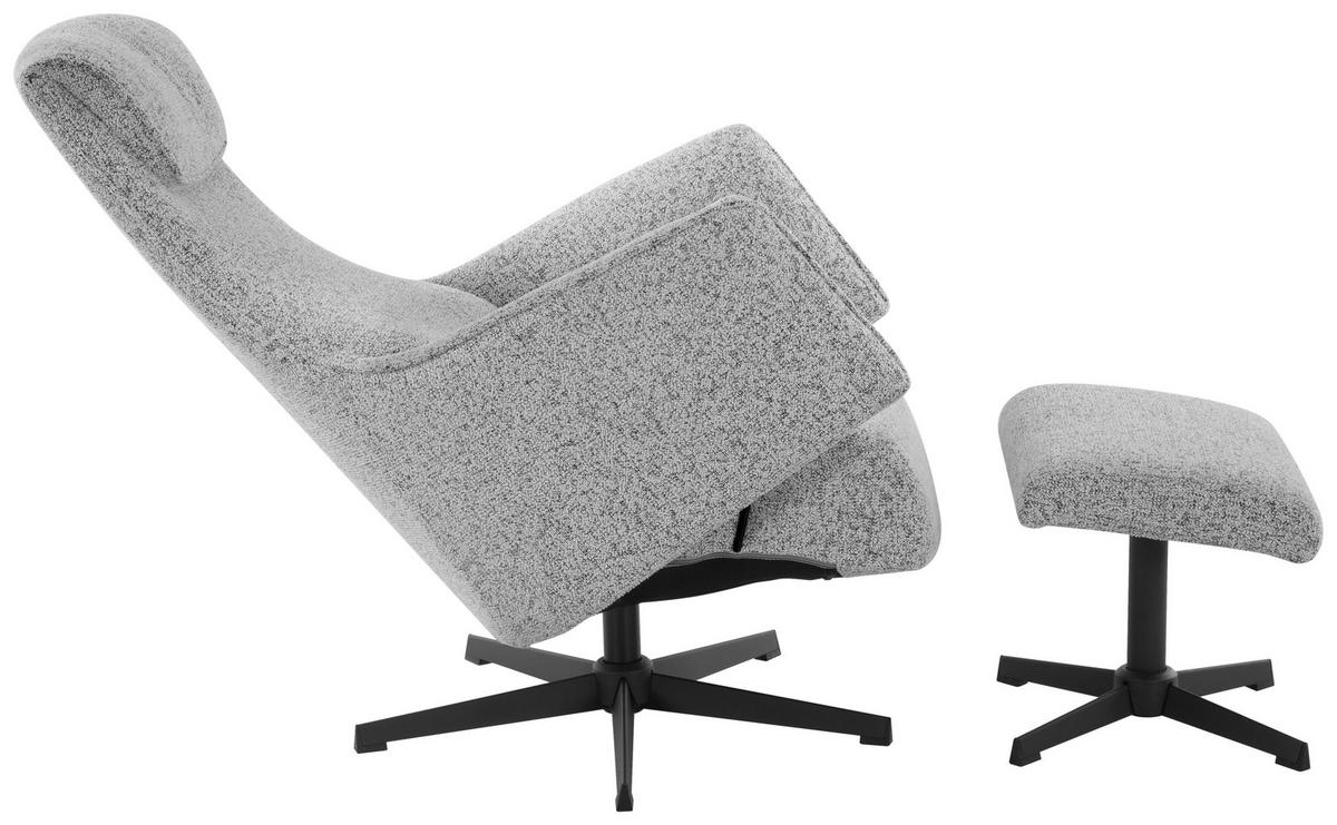 RELAXSESSELSET Mikrofaser Relaxfunktion    - Greige/Schwarz, Design, Textil/Metall (76/110/85.5cm) - Welnova