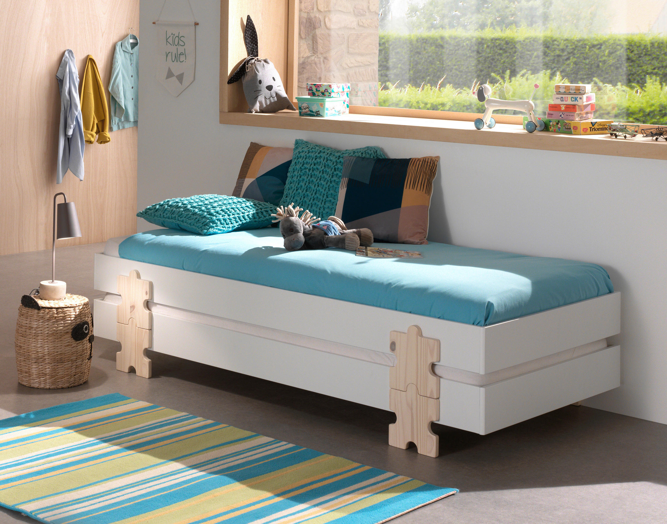 STAPELBETT 90/200 cm Weiß  - Weiß/Kieferfarben, MODERN, Holz/Holzwerkstoff (90/200cm) - Vipack