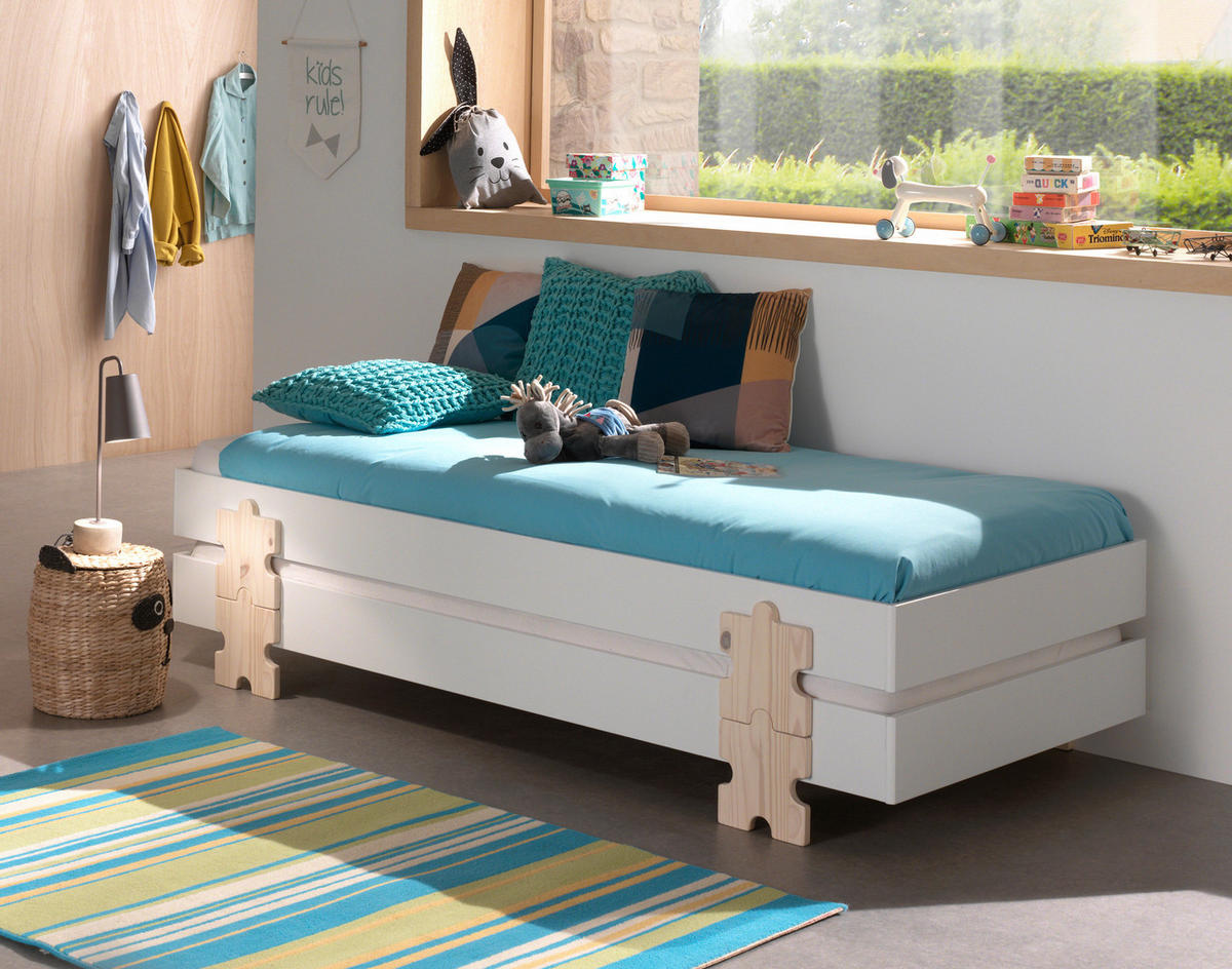 STAPELBETT  90/200 cm  Weiß  - Weiß/Kieferfarben, MODERN, Holz/Holzwerkstoff (90/200cm) - Vipack