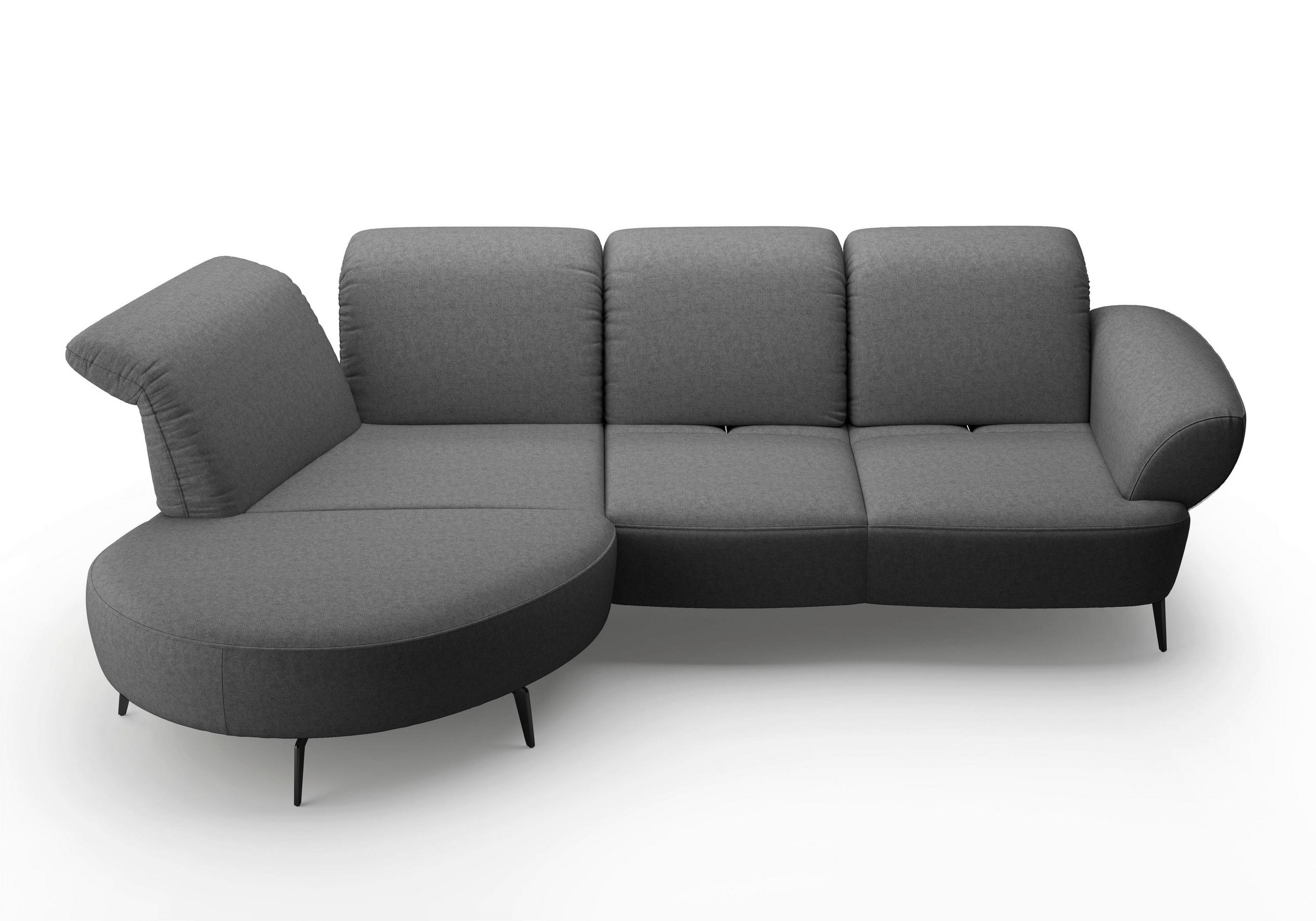 ECKSOFA in Flachgewebe Dunkelgrau  - Dunkelgrau/Schwarz, Modern, Textil/Metall (208/313cm) - Sit & More
