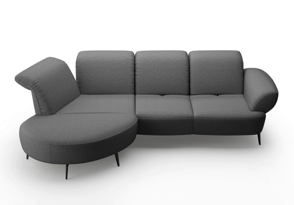 ECKSOFA DANCE E Dunkelgrau Flachgewebe  - Dunkelgrau/Schwarz, MODERN, Textil/Metall (208/313cm) - Sit & More