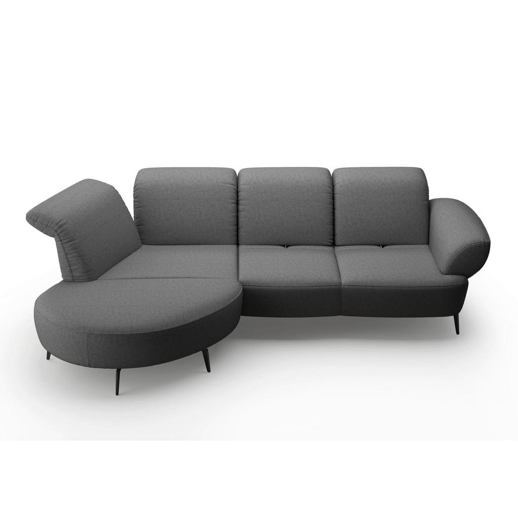 Thumbnail - Sit & More Ecksofa Dance E, Dunkelgrau, Textil, 5-Sitzer, Ottomane links, L-Form, 313x208 cm, Goldenes M, Oeko-Tex® Stan...