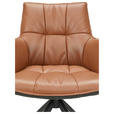 ARMLEHNSTUHL  in Eisen Mikrofaser Echtleder pigmentiert  - Cognac/Schwarz, Design, Leder/Textil (60,5/89,5/63cm) - Novel