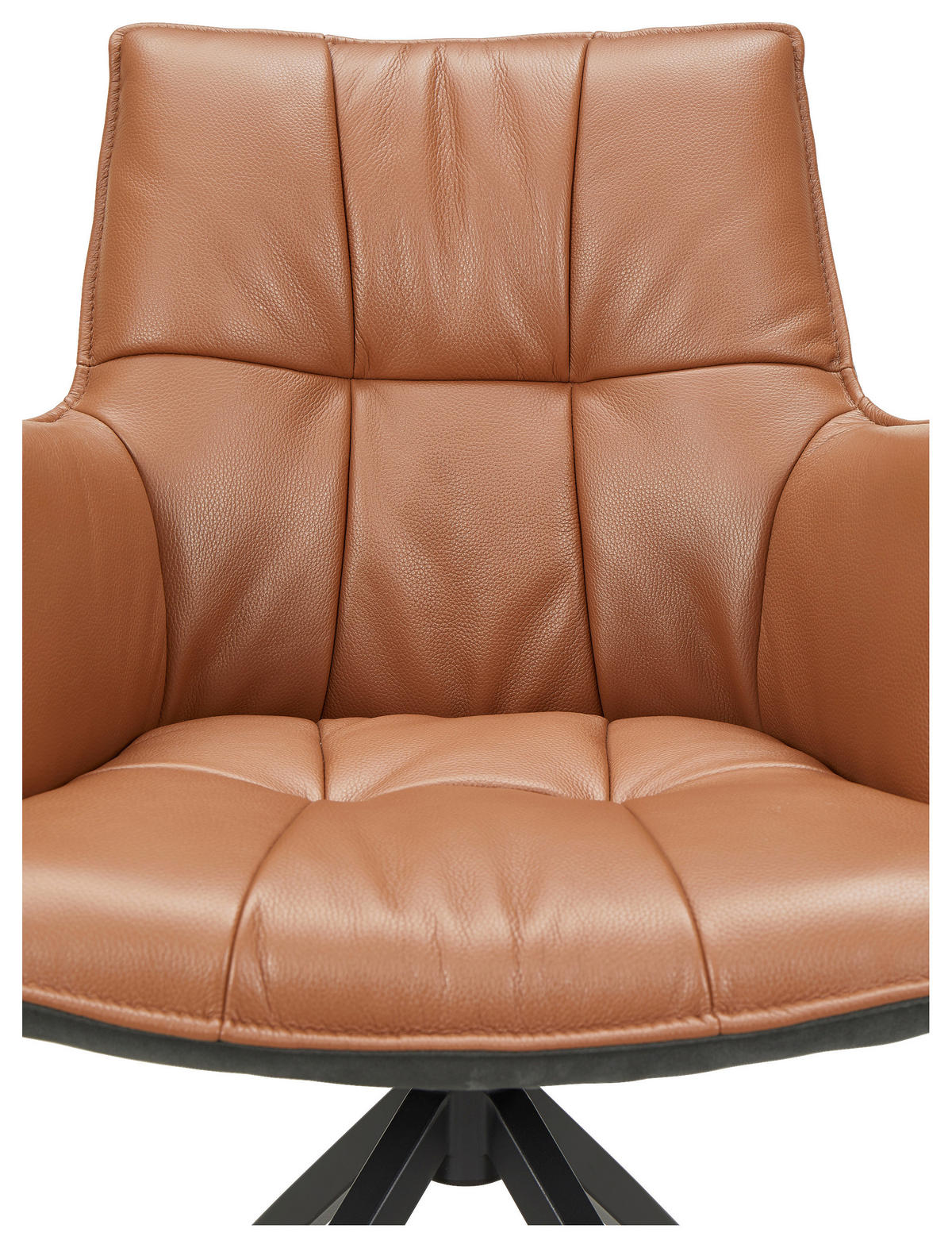 ARMLEHNSTUHL  in Eisen Mikrofaser Echtleder pigmentiert  - Cognac/Schwarz, Design, Leder/Textil (60,5/89,5/63cm) - Novel