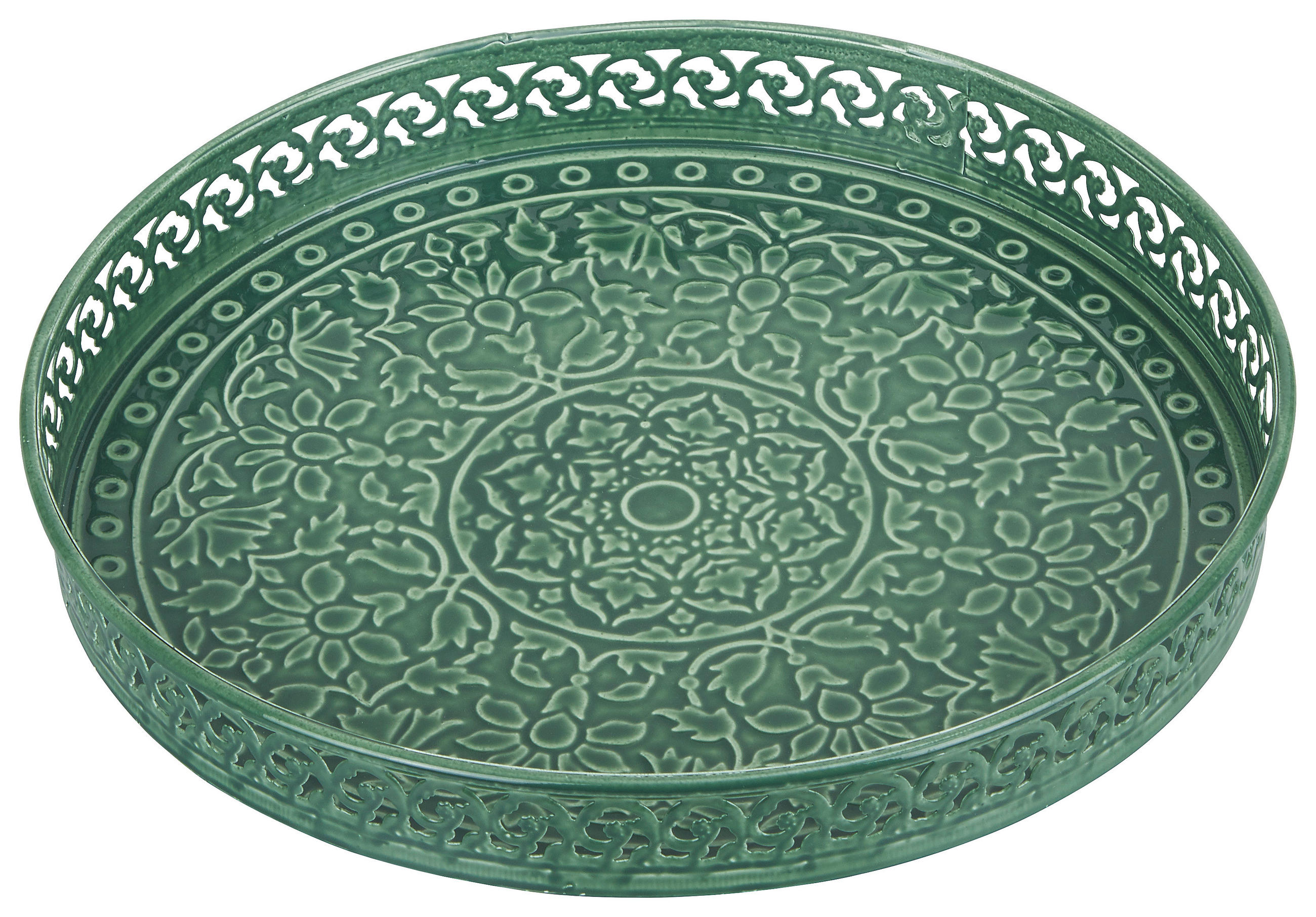 POSLUŽAVNIK DEKORATIVNI  - zelena, Basics, metal (25/3cm) - Ambia Home