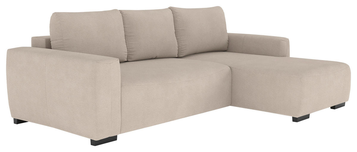 ECKSOFA GIRO in Chenille Naturfarben  252/170 cm  - Schwarz/Naturfarben, Trend, Kunststoff/Textil (252/170cm) - MID.YOU