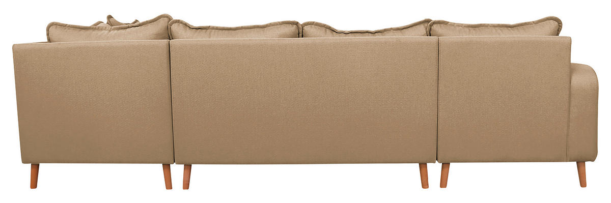 WOHNLANDSCHAFT Sandfarben  - Sandfarben/Wengefarben, Design, Holz/Textil (170/296/167cm) - Livetastic