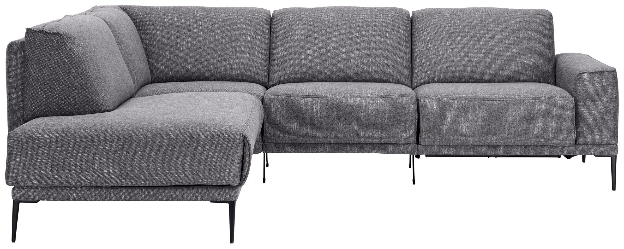 ECKSOFA in Flachgewebe Graphitfarben  - Schwarz/Graphitfarben, Design, Textil/Metall (210/260cm) - Johann Jakob
