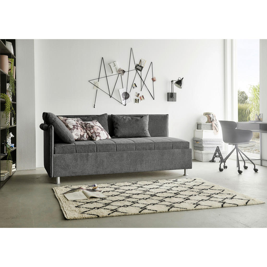 Thumbnail - Beldomo - Sleep Polsterliege, Anthrazit, Textil, furniert, H3, Höhe ca. 21 cm, 100x200 cm, Goldenes M, Made in EU, Bezug...