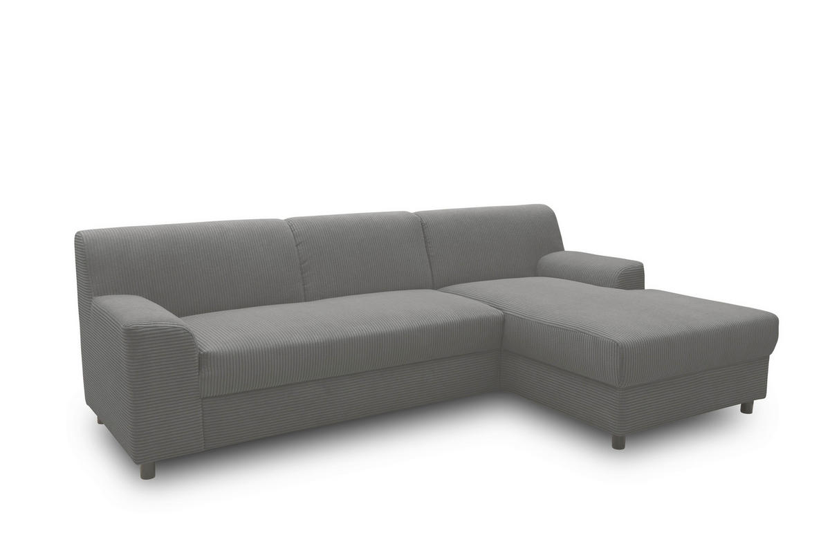ECKSOFA CAPRI 2 Grau Cord  - Schwarz/Grau, Basics, Kunststoff/Textil (241/146/79cm) - MID.YOU