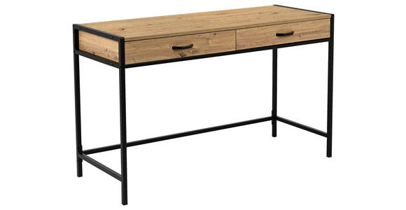SCHREIBTISCH 120/48/76 cm Schwarz, Eiche Artisan Stauraum  - Schwarz/Eiche Artisan, Design, Holzwerkstoff/Metall (120/48/76cm) - Carryhome