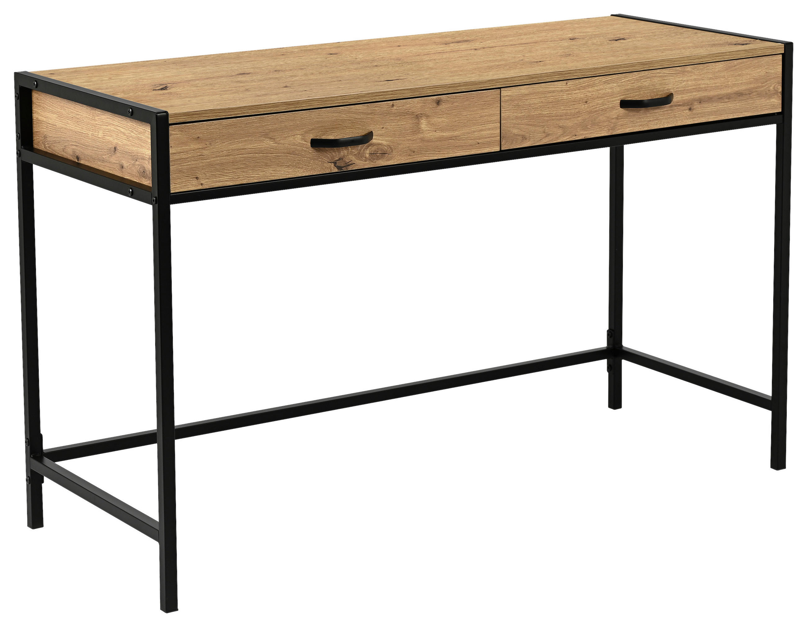 Carryhome Schreibtisch Schwarz, Eiche Artisan 48x76x120 cm