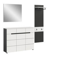 GARDEROBE 3-teilig  in 180/190/37 cm  - Weiß/Grau, Design, Holzwerkstoff (180/190/37cm) - Livetastic