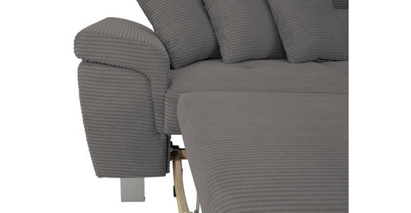ECKSOFA in Cord Dunkelgrau  257/226 cm  - Dunkelgrau/Silberfarben, Design, Textil/Metall (257/226cm) - Xora