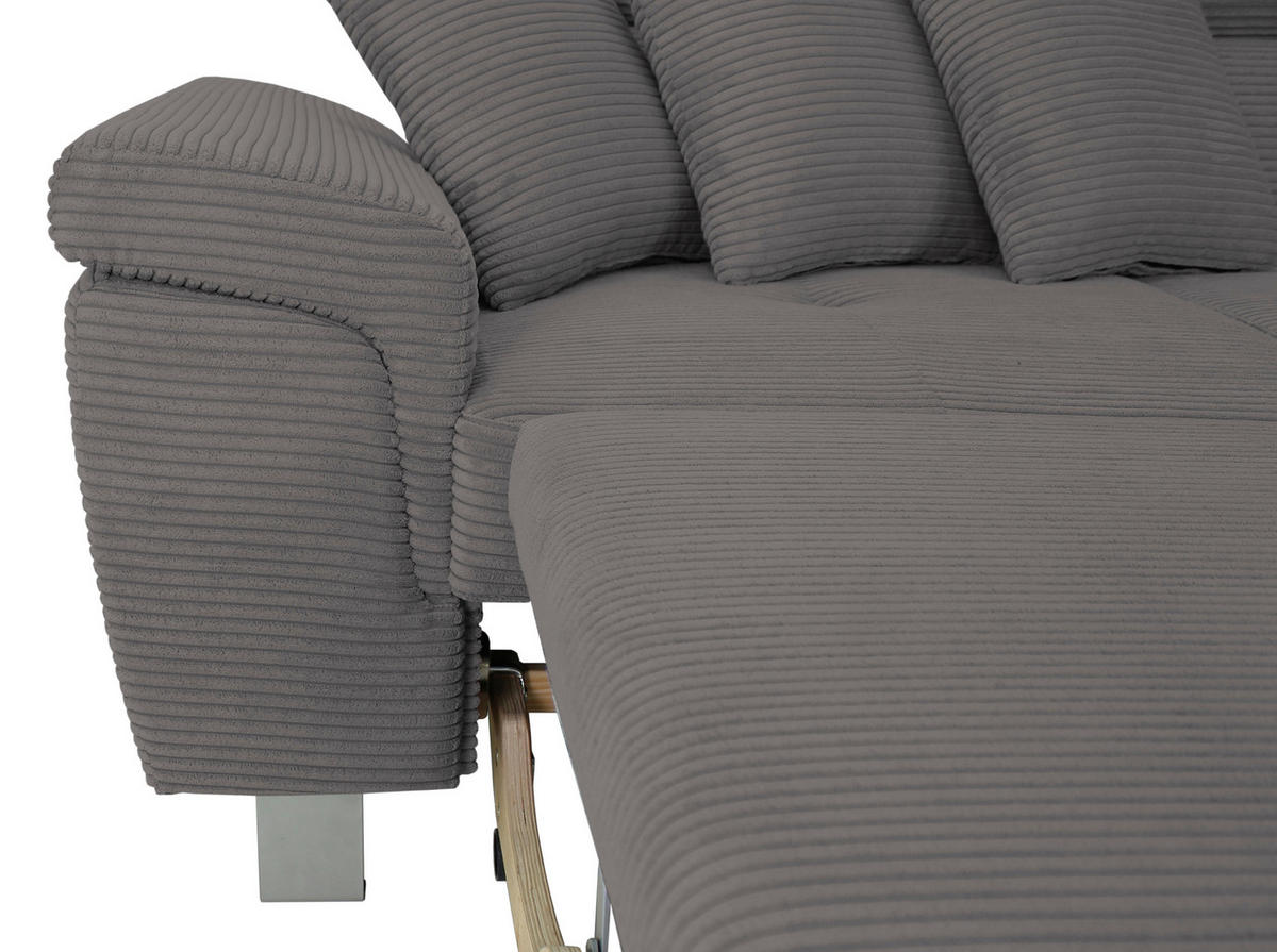 ECKSOFA in Cord Dunkelgrau  - Dunkelgrau/Silberfarben, Design, Textil/Metall (257/226cm) - Xora