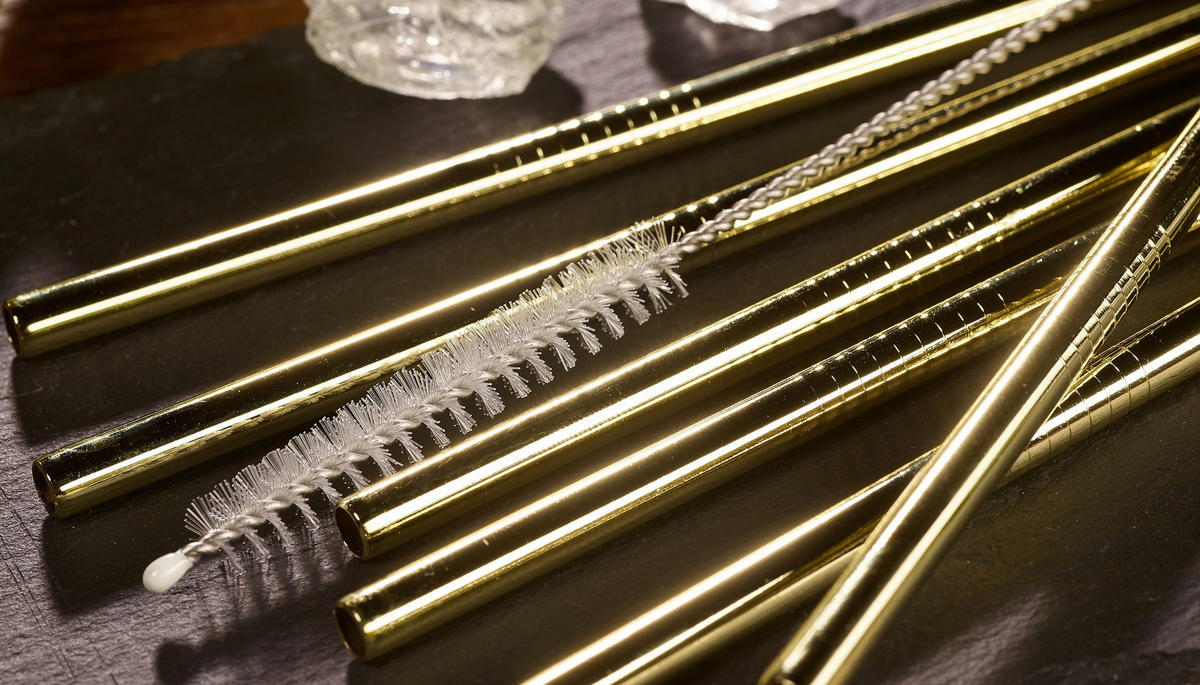 SUGRÖRSSET - guldfärgad, Basics, metall (12cm) - Echtwerk