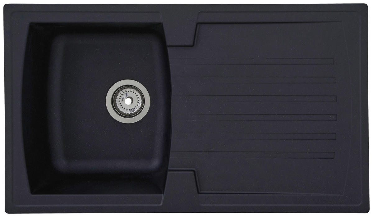 SPÜLE 1712BOSTON86X50S  - Schwarz, Trend, Glas/Kunststoff (86/20/50cm) - Respekta