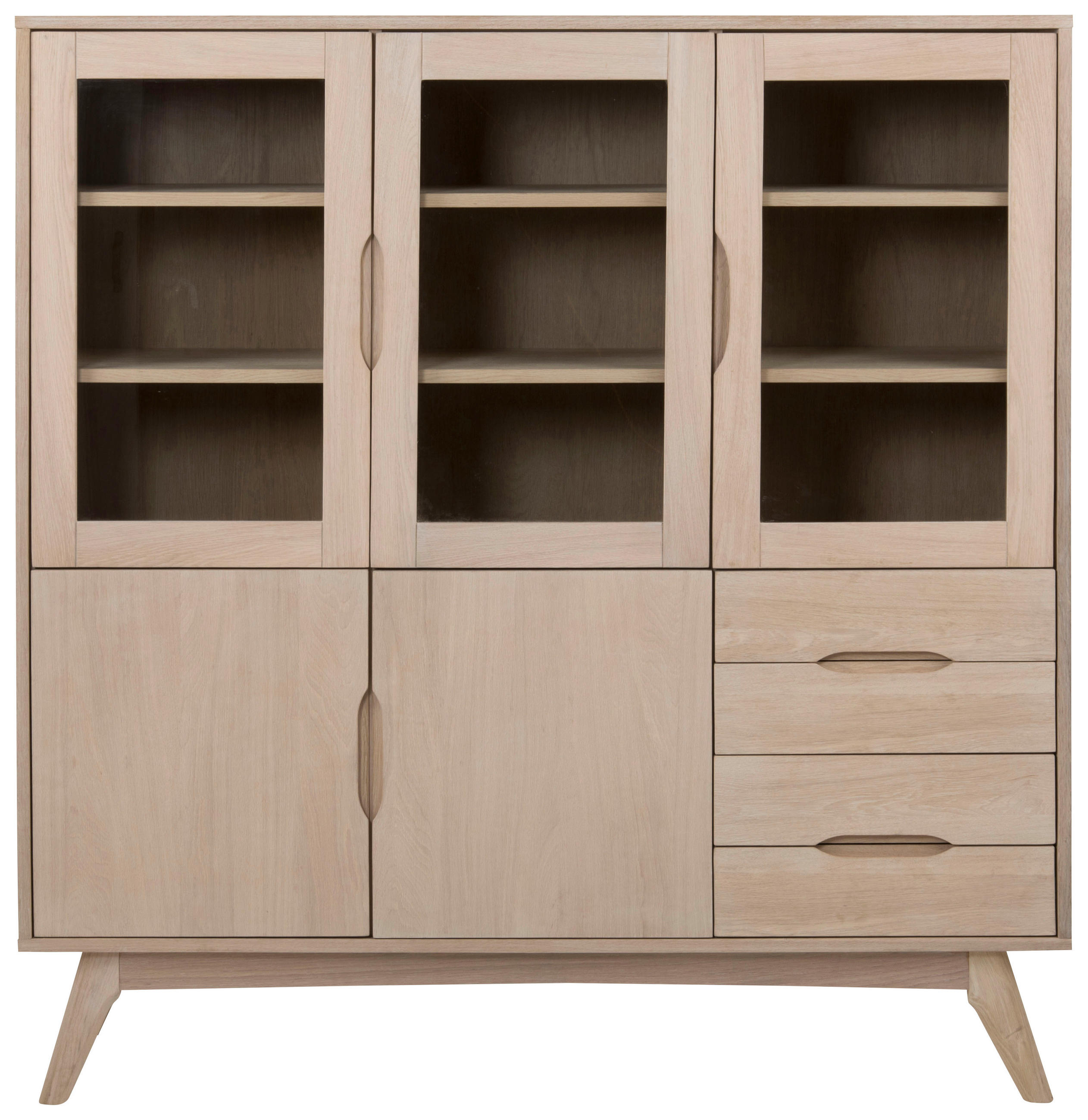 VITRINA, furnirano hrast barve hrasta - barve hrasta, Moderno, steklo/les (140/148/40cm) - MID.YOU